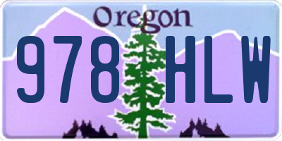 OR license plate 978HLW