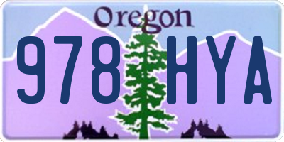 OR license plate 978HYA