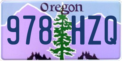 OR license plate 978HZQ