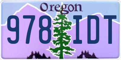 OR license plate 978IDT