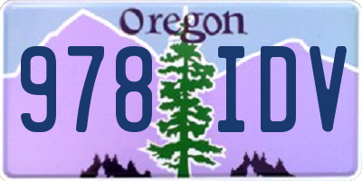 OR license plate 978IDV