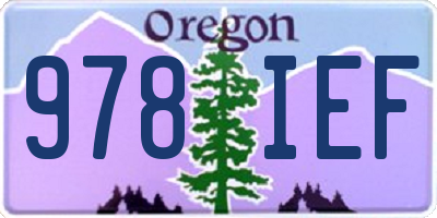 OR license plate 978IEF