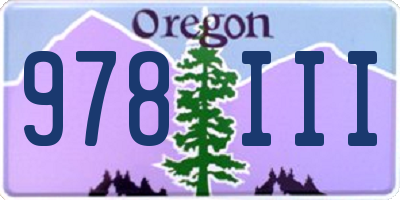 OR license plate 978III