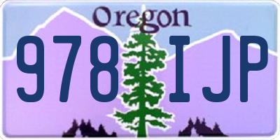 OR license plate 978IJP