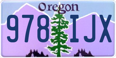 OR license plate 978IJX