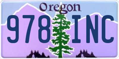 OR license plate 978INC