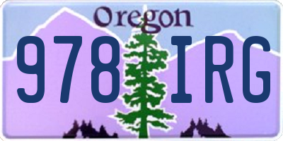OR license plate 978IRG