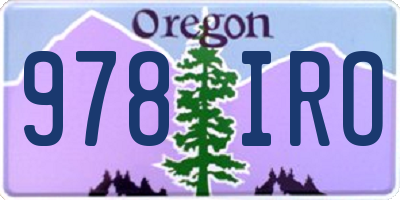 OR license plate 978IRO