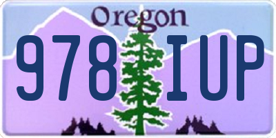 OR license plate 978IUP