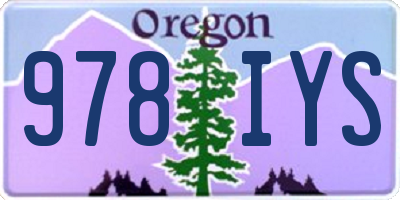 OR license plate 978IYS