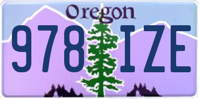 OR license plate 978IZE