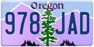 OR license plate 978JAD