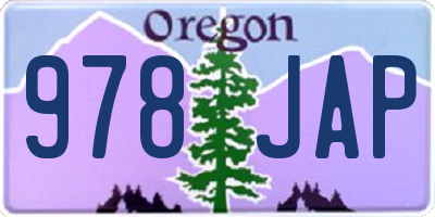 OR license plate 978JAP