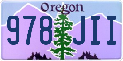 OR license plate 978JII