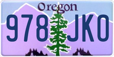 OR license plate 978JKO