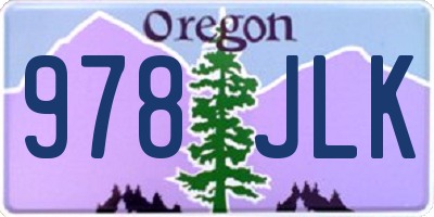 OR license plate 978JLK