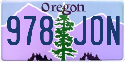 OR license plate 978JON