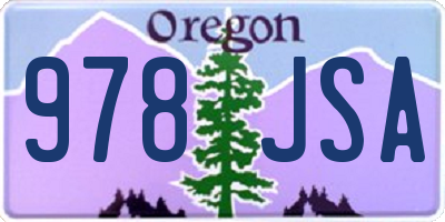 OR license plate 978JSA