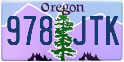 OR license plate 978JTK