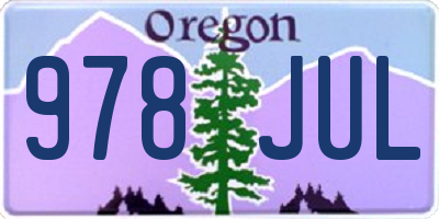 OR license plate 978JUL