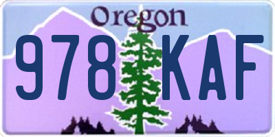 OR license plate 978KAF