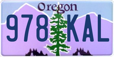 OR license plate 978KAL