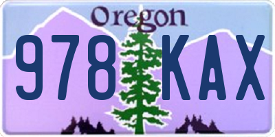 OR license plate 978KAX