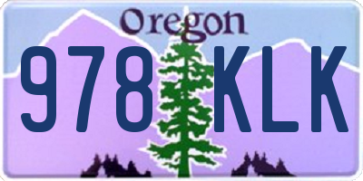 OR license plate 978KLK