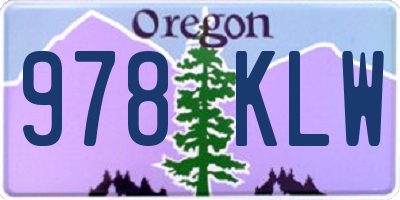 OR license plate 978KLW
