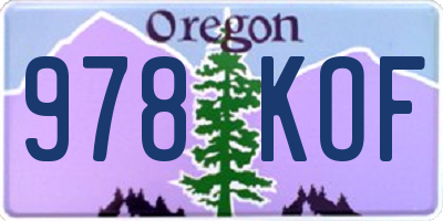 OR license plate 978KOF