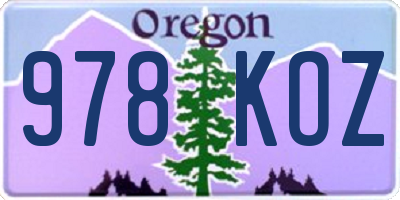 OR license plate 978KOZ