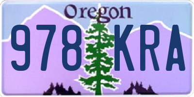 OR license plate 978KRA