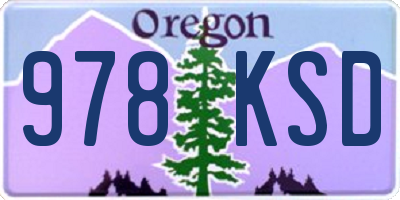 OR license plate 978KSD