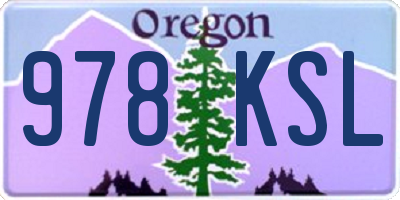 OR license plate 978KSL