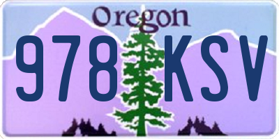 OR license plate 978KSV