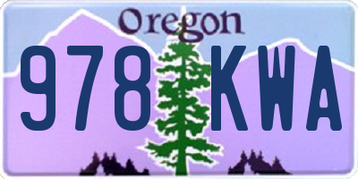 OR license plate 978KWA