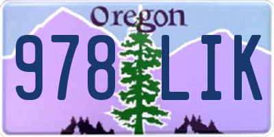 OR license plate 978LIK