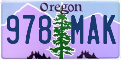 OR license plate 978MAK