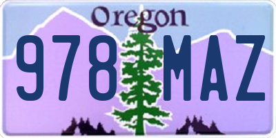 OR license plate 978MAZ