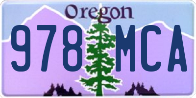 OR license plate 978MCA