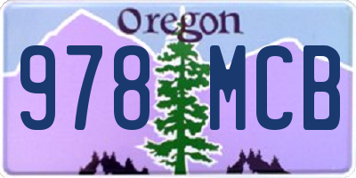 OR license plate 978MCB