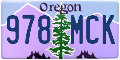 OR license plate 978MCK