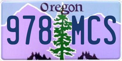 OR license plate 978MCS