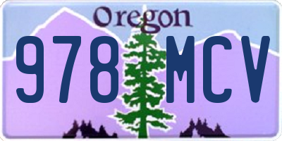 OR license plate 978MCV