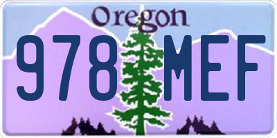 OR license plate 978MEF