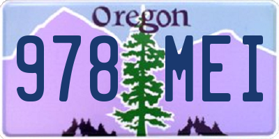 OR license plate 978MEI