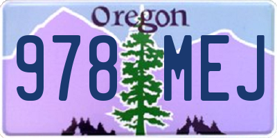 OR license plate 978MEJ