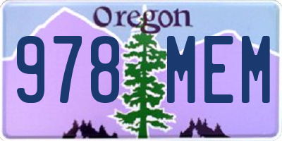 OR license plate 978MEM