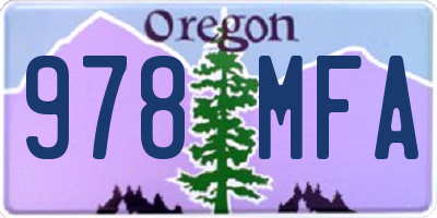 OR license plate 978MFA