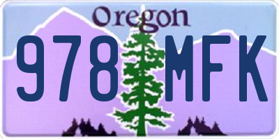 OR license plate 978MFK